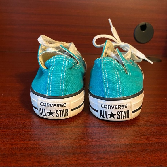 Turquoise Converse All Star Low Tops - Picture 4 of 7
